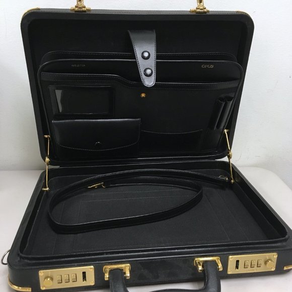 Amniet crocodile belly leather black briefcase attache case New Opus - Picture 12 of 16